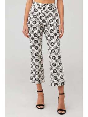 Rolla's Black White Floral Bootcut Crop Pants Size S NWOT